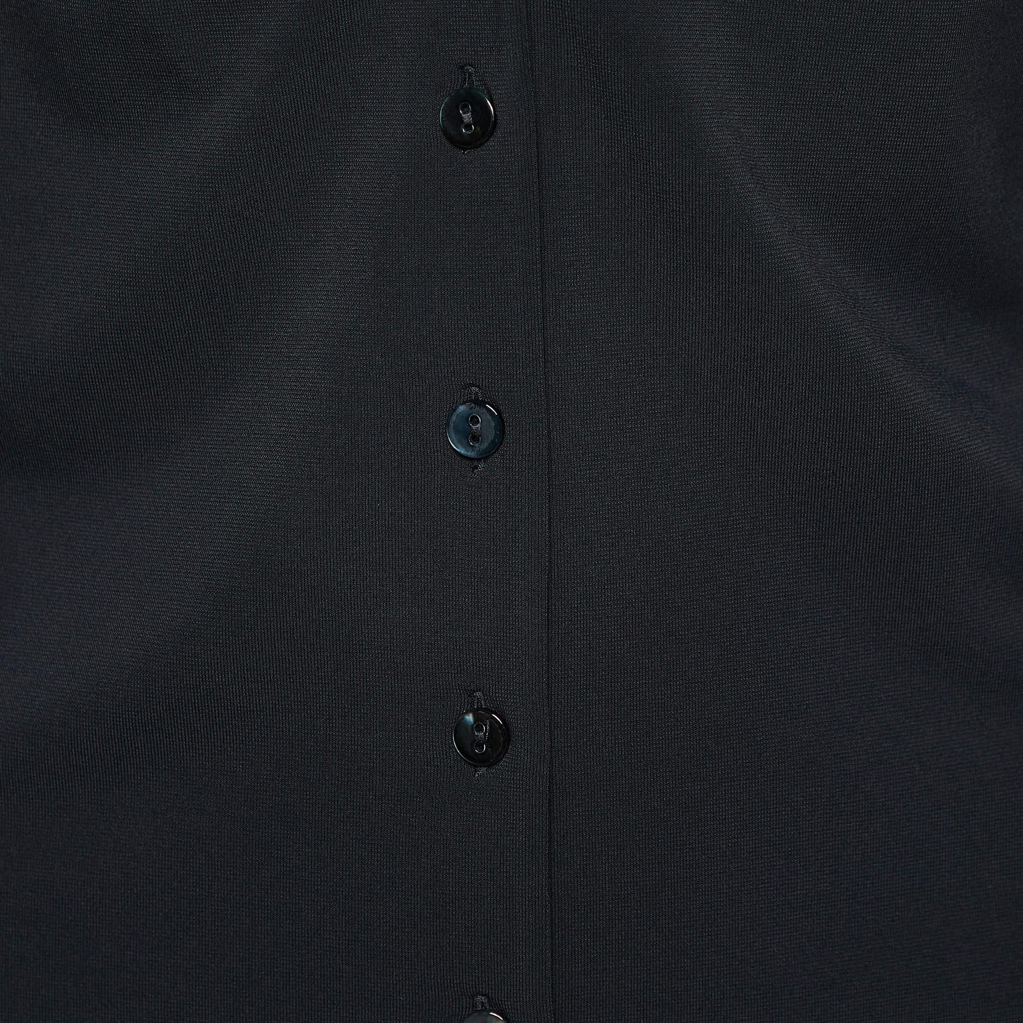 Moschino Jeans Black Jersey Button Front Shirt L In Good Condition For Sale In Dubai, Al Qouz 2