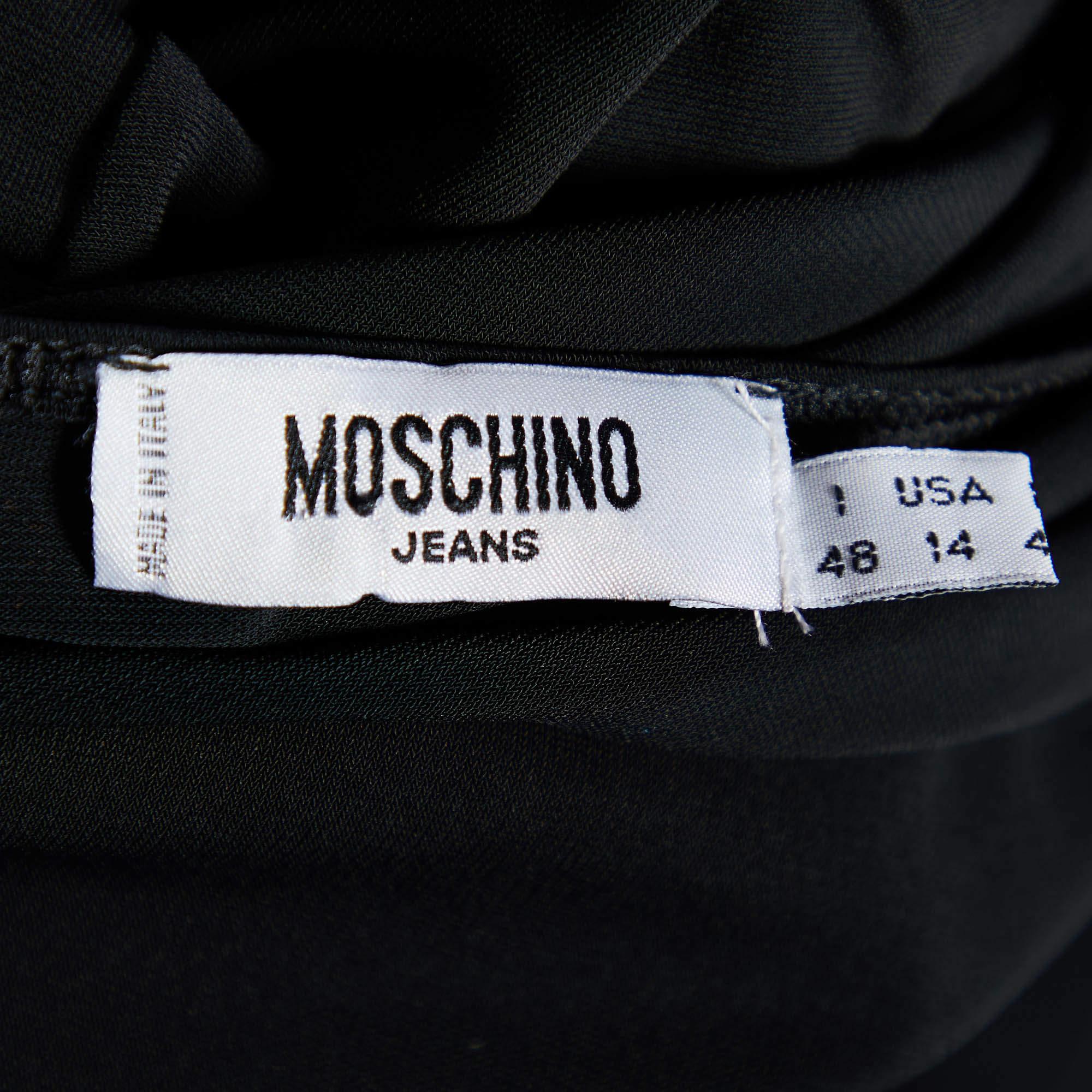Women's Moschino Jeans Black Jersey Button Front Shirt L For Sale