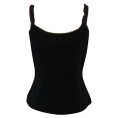 Moschino Jeans Black Stretch Velvet Top Nwt