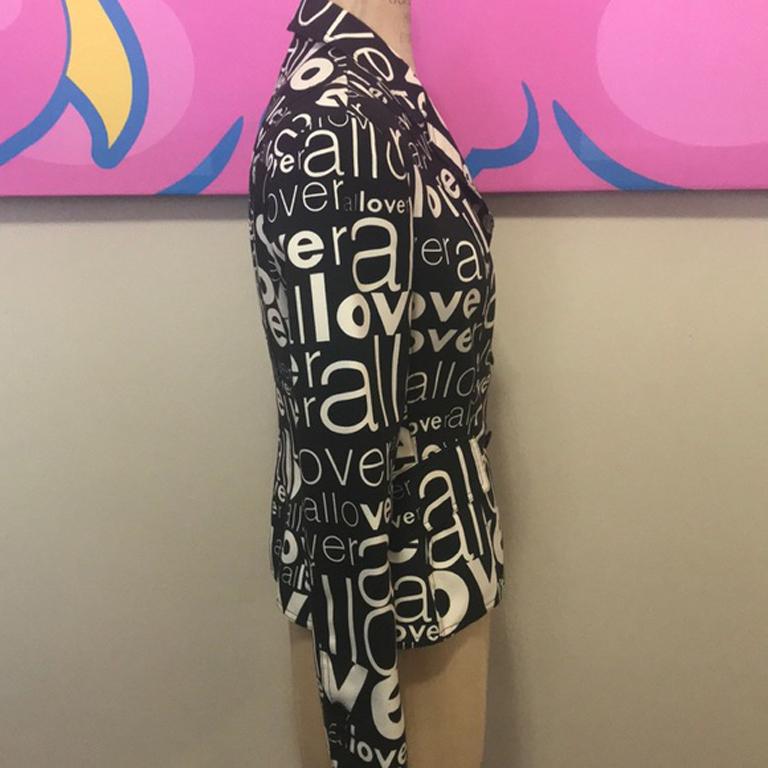 Moschino Jeans Black White Allover Blazer In Good Condition For Sale In Los Angeles, CA
