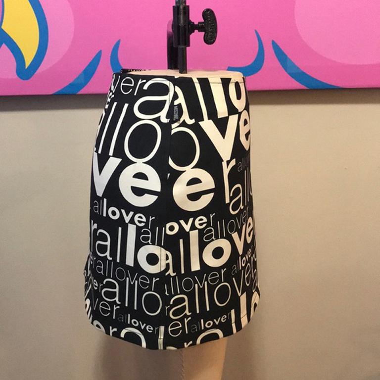 Women's Moschino Jeans Black White Allover Mini Skirt For Sale