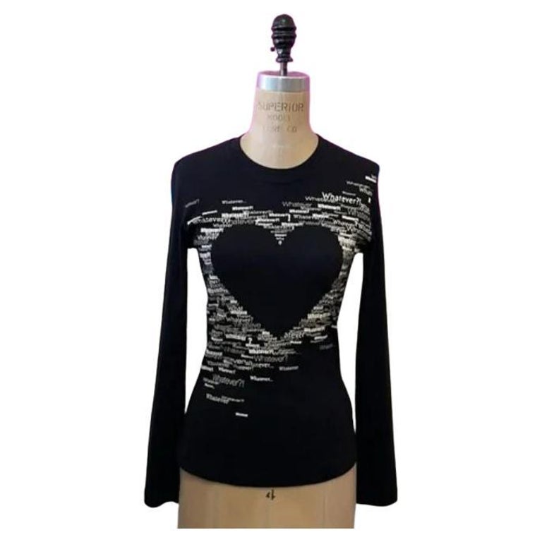 Moschino Jeans Black White Heart Jersey Top For Sale at 1stDibs