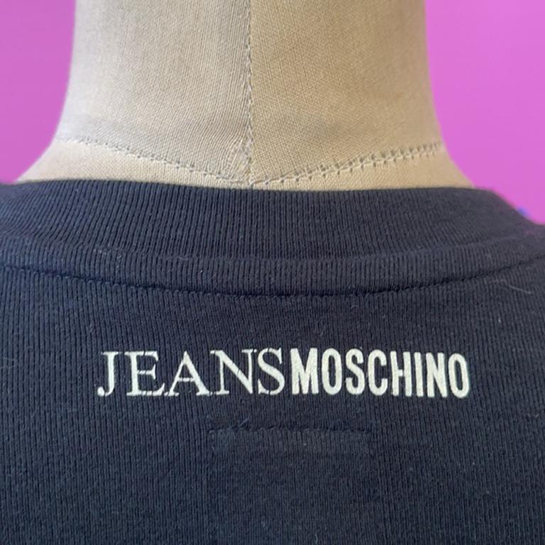 Moschino Jeans Oberteil aus schwarzem und weißem Jersey im Angebot 3