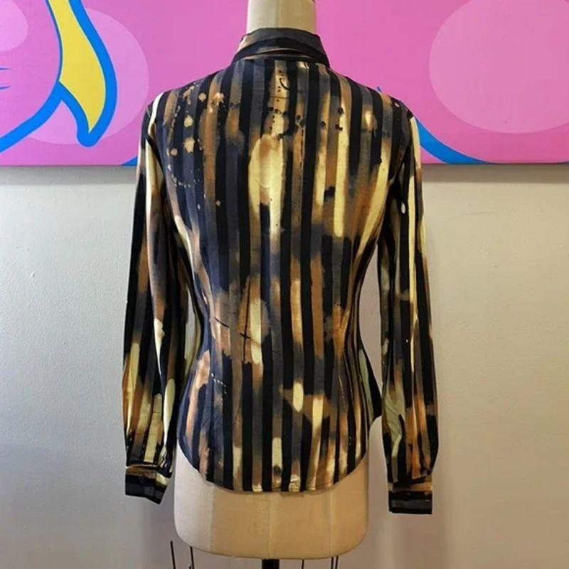 Moschino Jeans Schwarz Gelb gestreiftes langärmeliges Hemd im Zustand „Gut“ im Angebot in Los Angeles, CA
