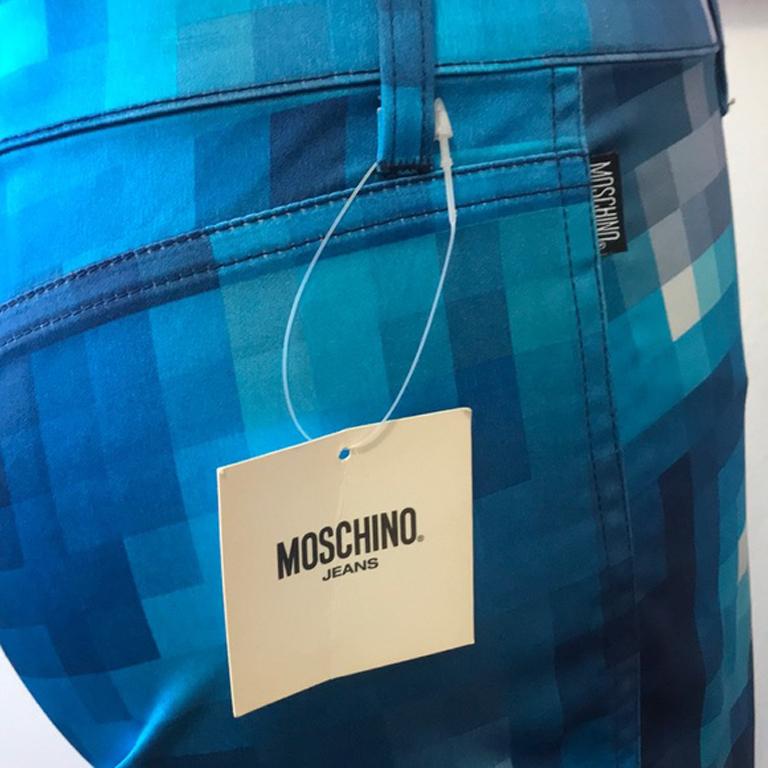 Women's Moschino Jeans Blue Check Satin Pants The Nanny