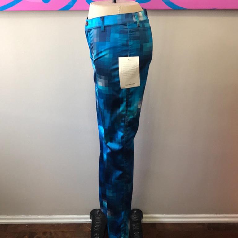 Moschino Jeans Blue Check Satin Pants The Nanny 2