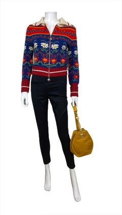 Vintage Moschino Jeans Cute Knitted Sweater Cardigan With Flowers