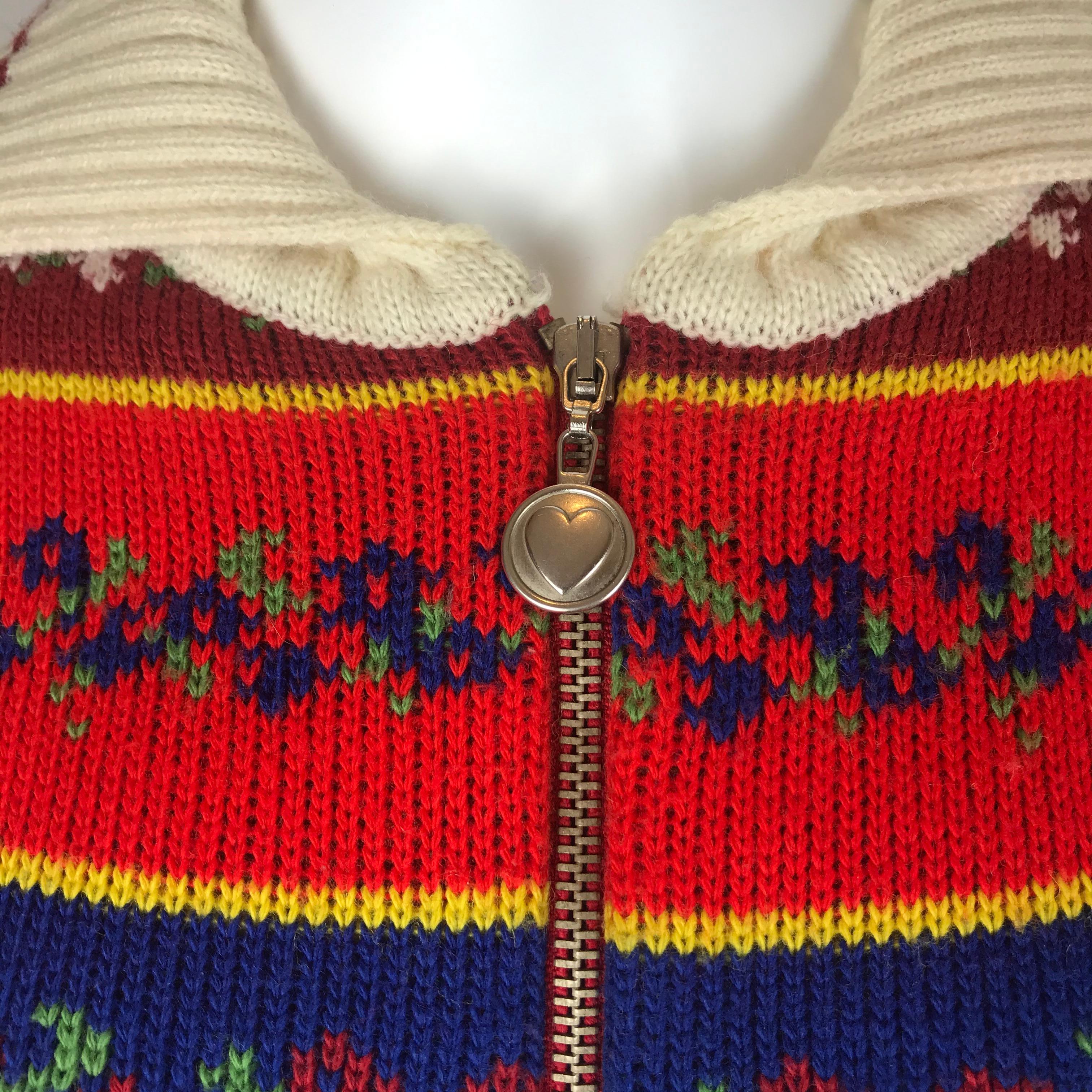 Moschino Jeans Cute gestrickter Pullover Strickjacke mit Blumen 4