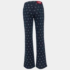 Moschino Jeans Dark Blue Hearts Patterned Denim Flared Jeans L Waist 28"