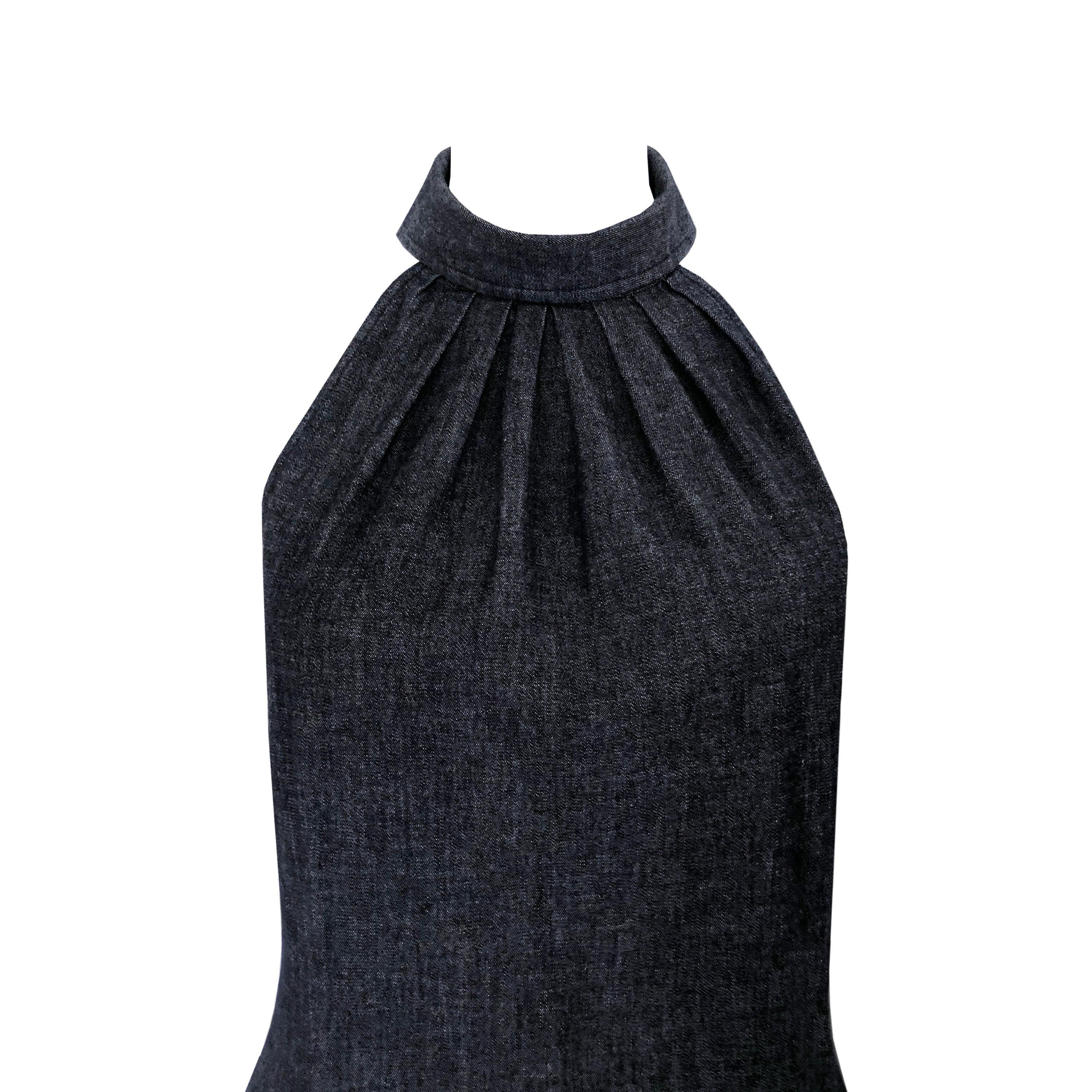 Moschino Jeans Dress - Denim - Halter Neck Collar + Backless Strap Detail In Excellent Condition For Sale In KENT, GB