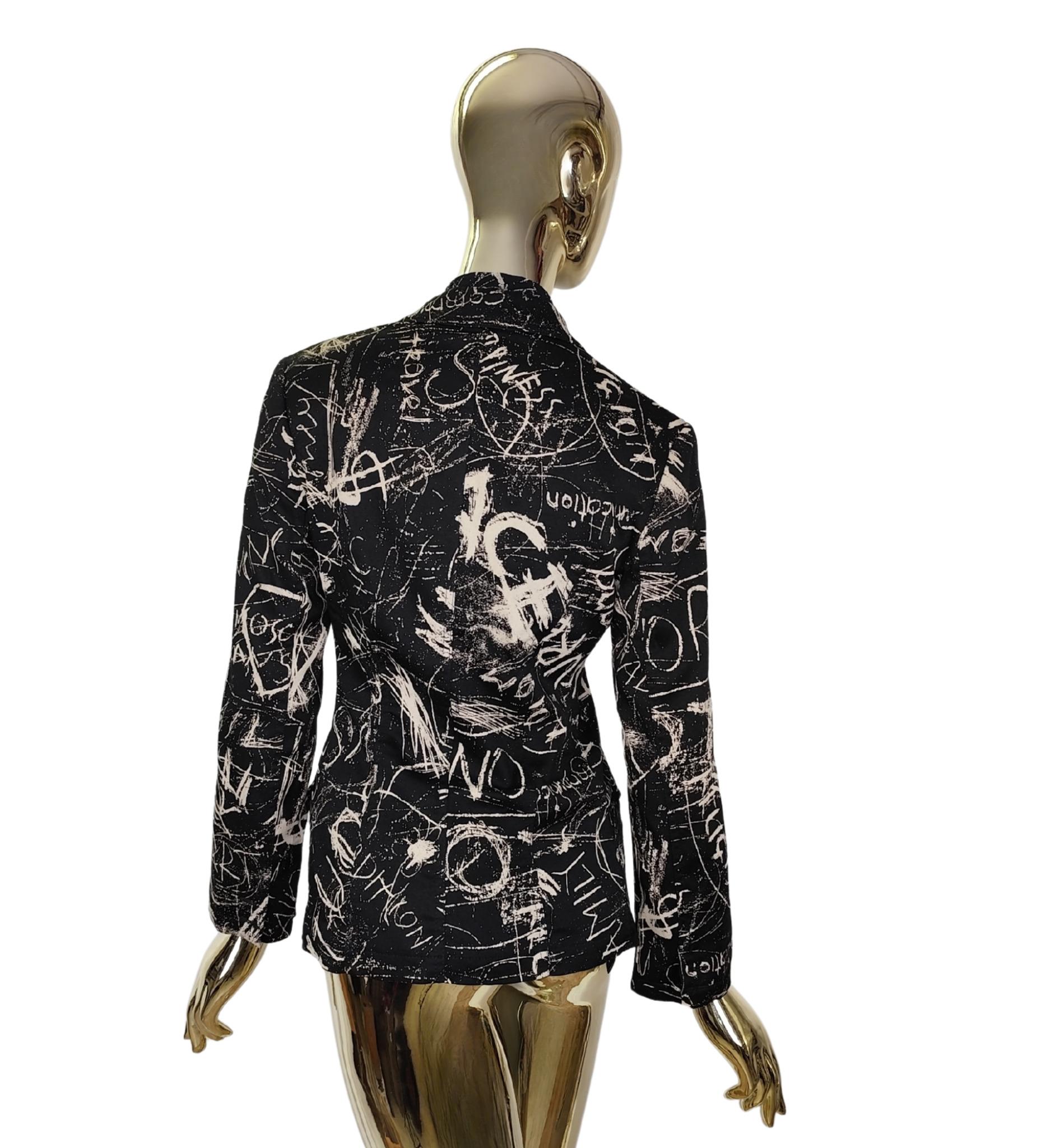 Black Moschino Jeans graffiti print shirt and blazer set For Sale