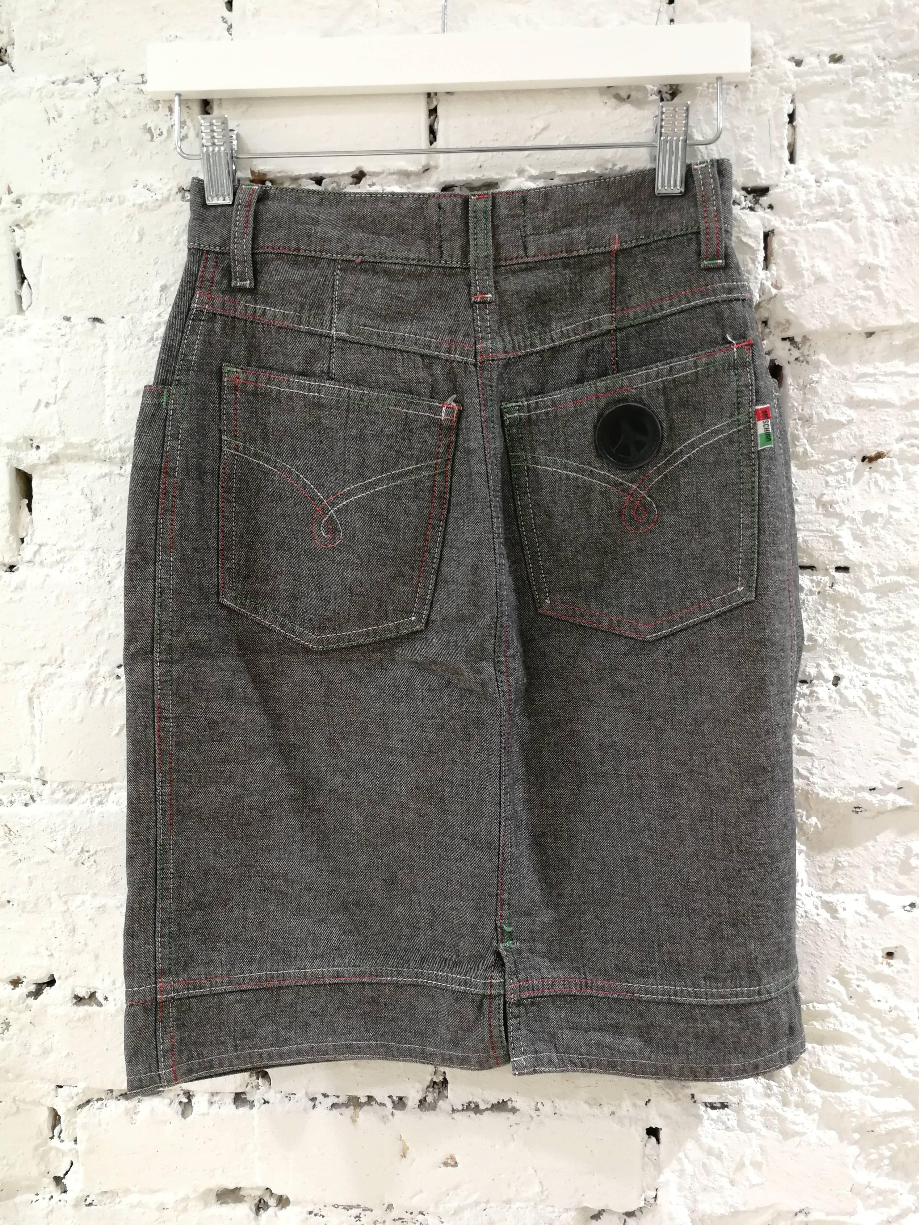 Noir Moschino - Jupe grise en jean en vente