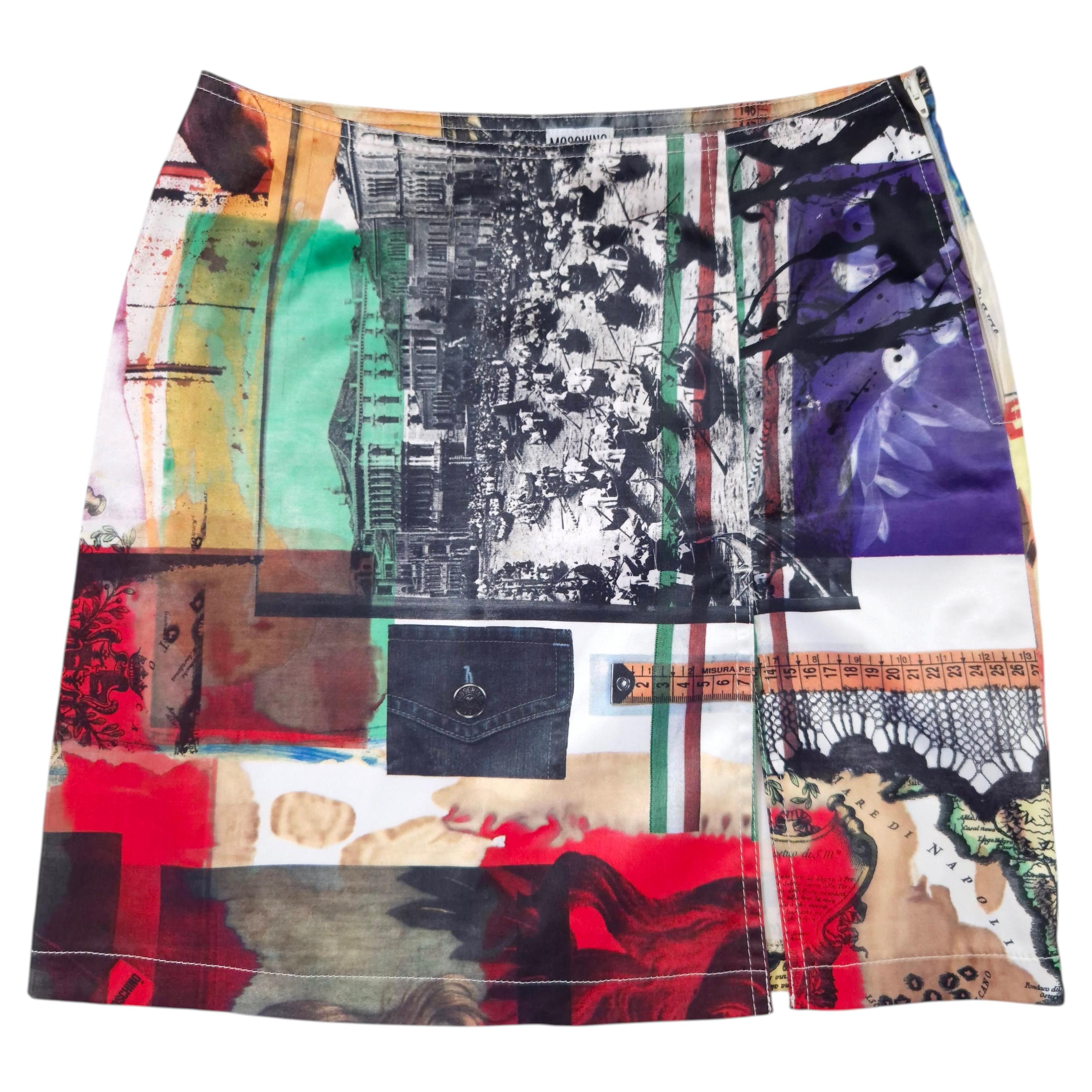 Moschino Jeans Minifalda con estampado Venus y estampado patchwork, vintage años 90
