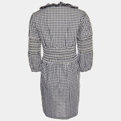 Moschino Jeans Monochrome Gingham Check Cotton Dress L