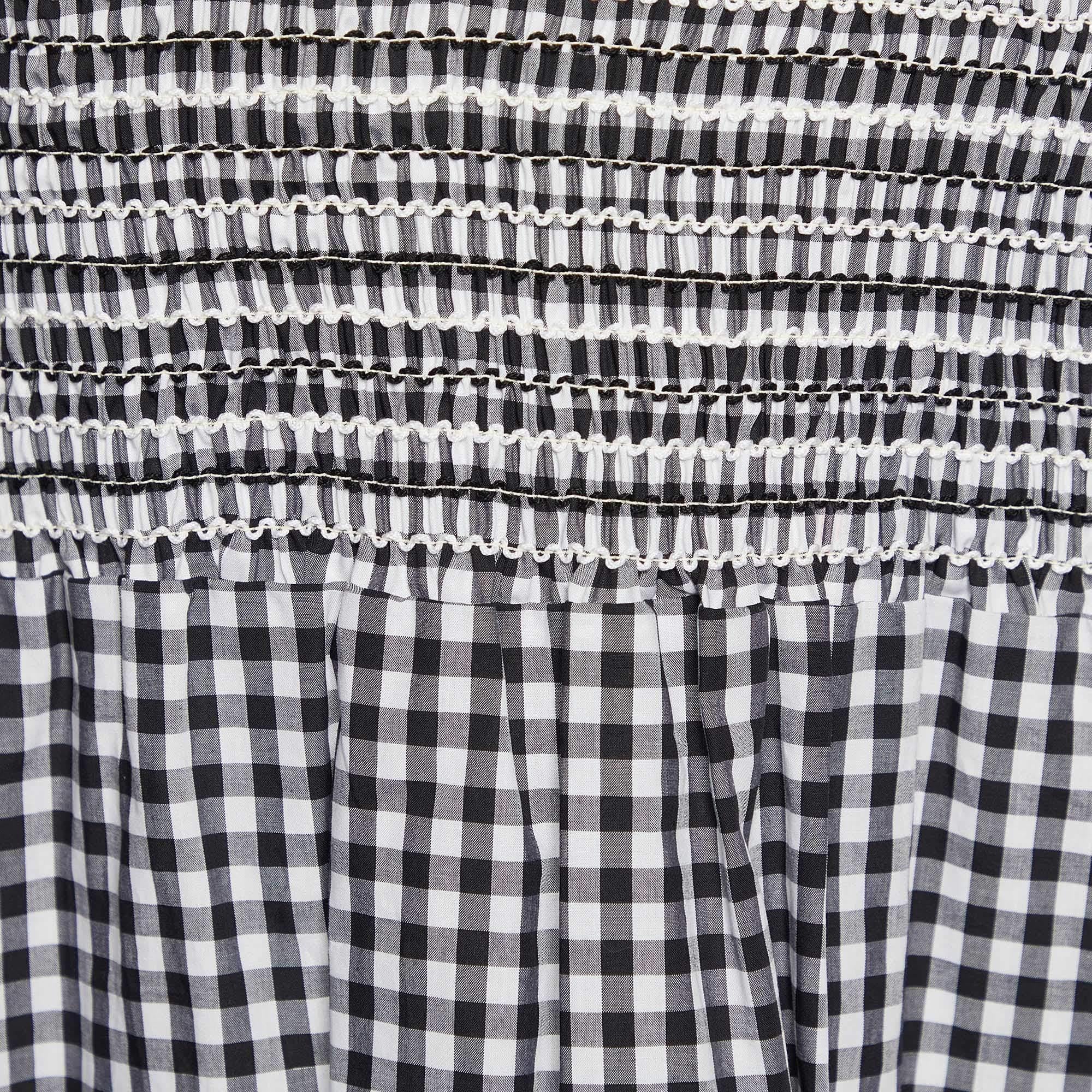 Gris Moschino Jeans Robe en coton à carreaux vichy monochrome L en vente