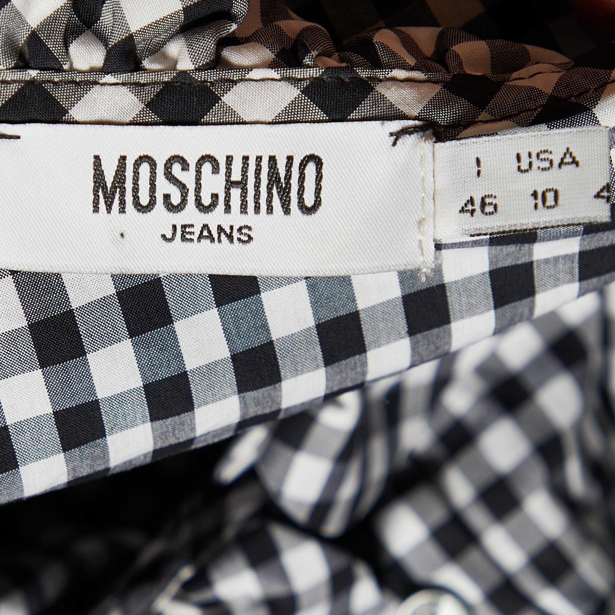 Moschino Jeans Robe en coton à carreaux vichy monochrome L Bon état - En vente à Dubai, Al Qouz 2