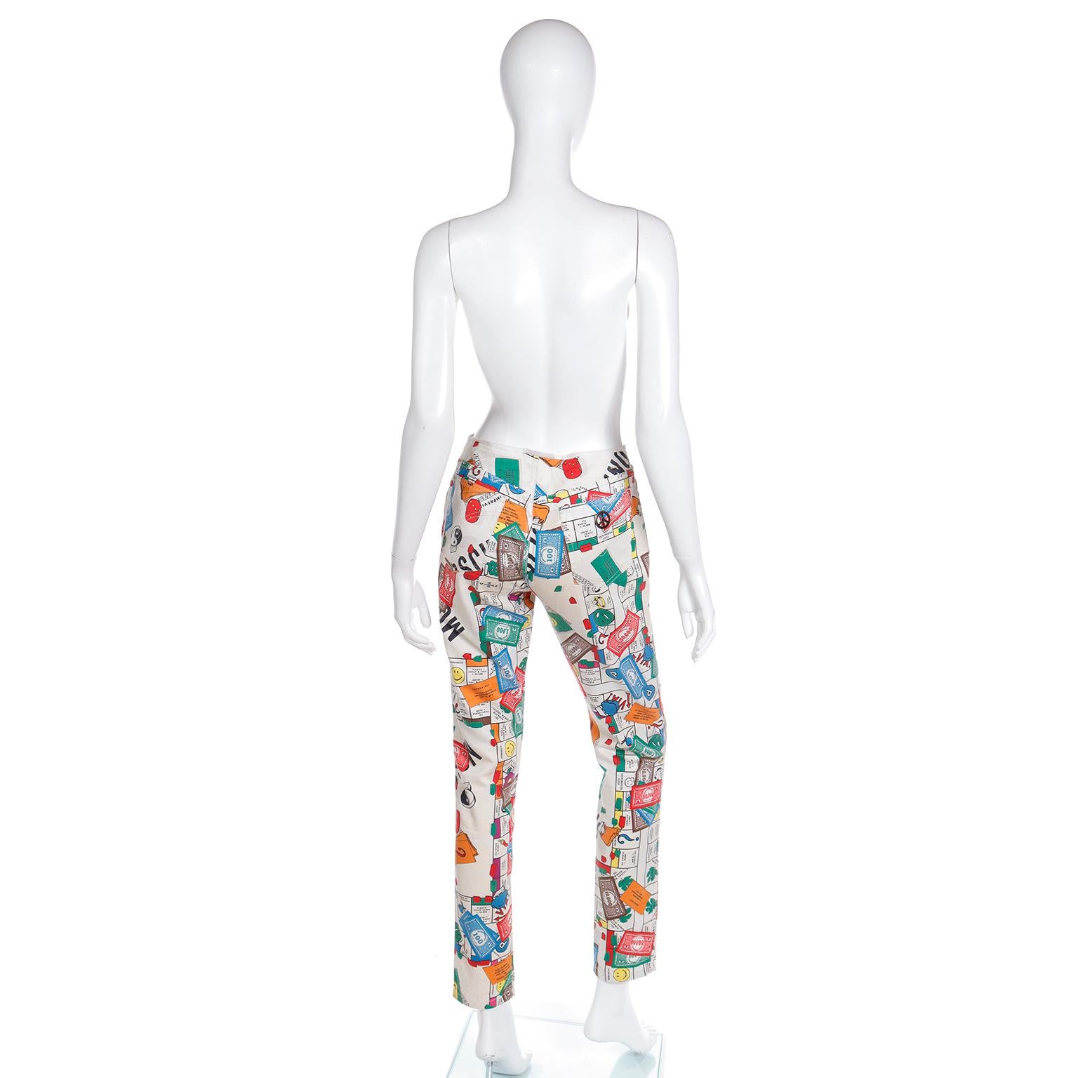 Moschino Jeans Monopoly Moschinopoly Print Vintage Jeans In Good Condition For Sale In Portland, OR