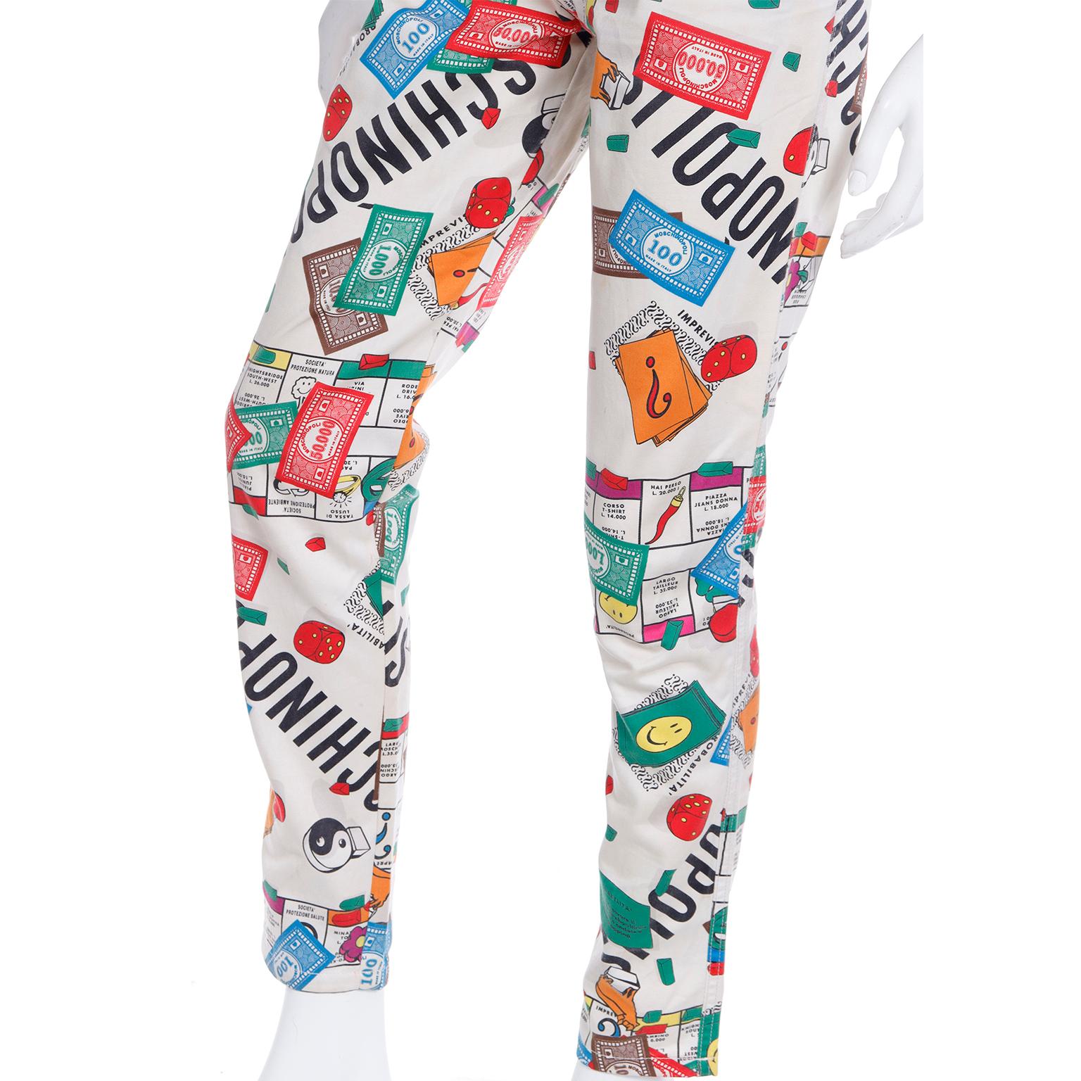 Moschino Jeans Monopoly Moschinopoly Print Vintage Jeans For Sale 1