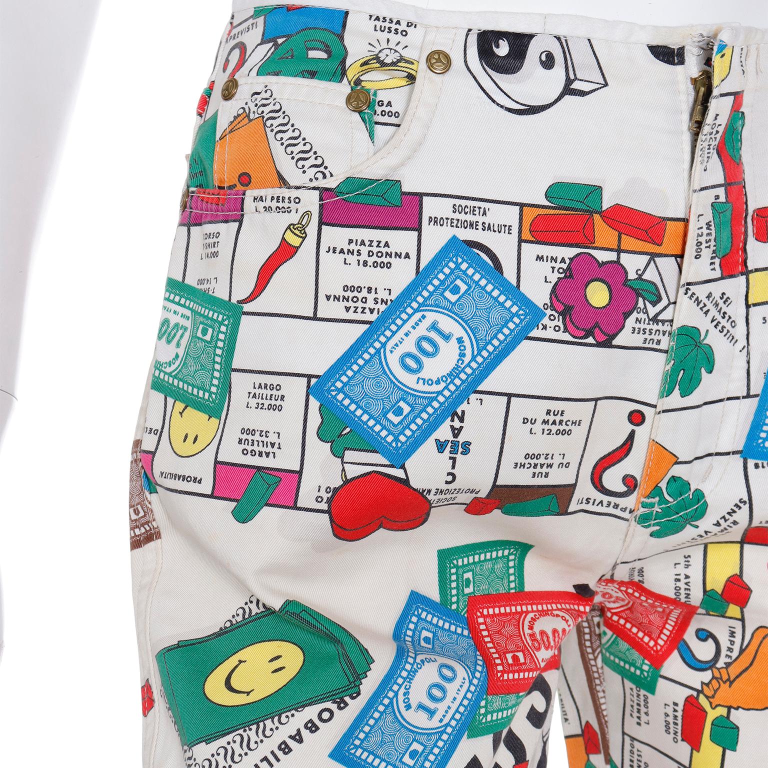 Moschino Jeans Monopoly Moschinopoly Print Vintage Jeans For Sale 2