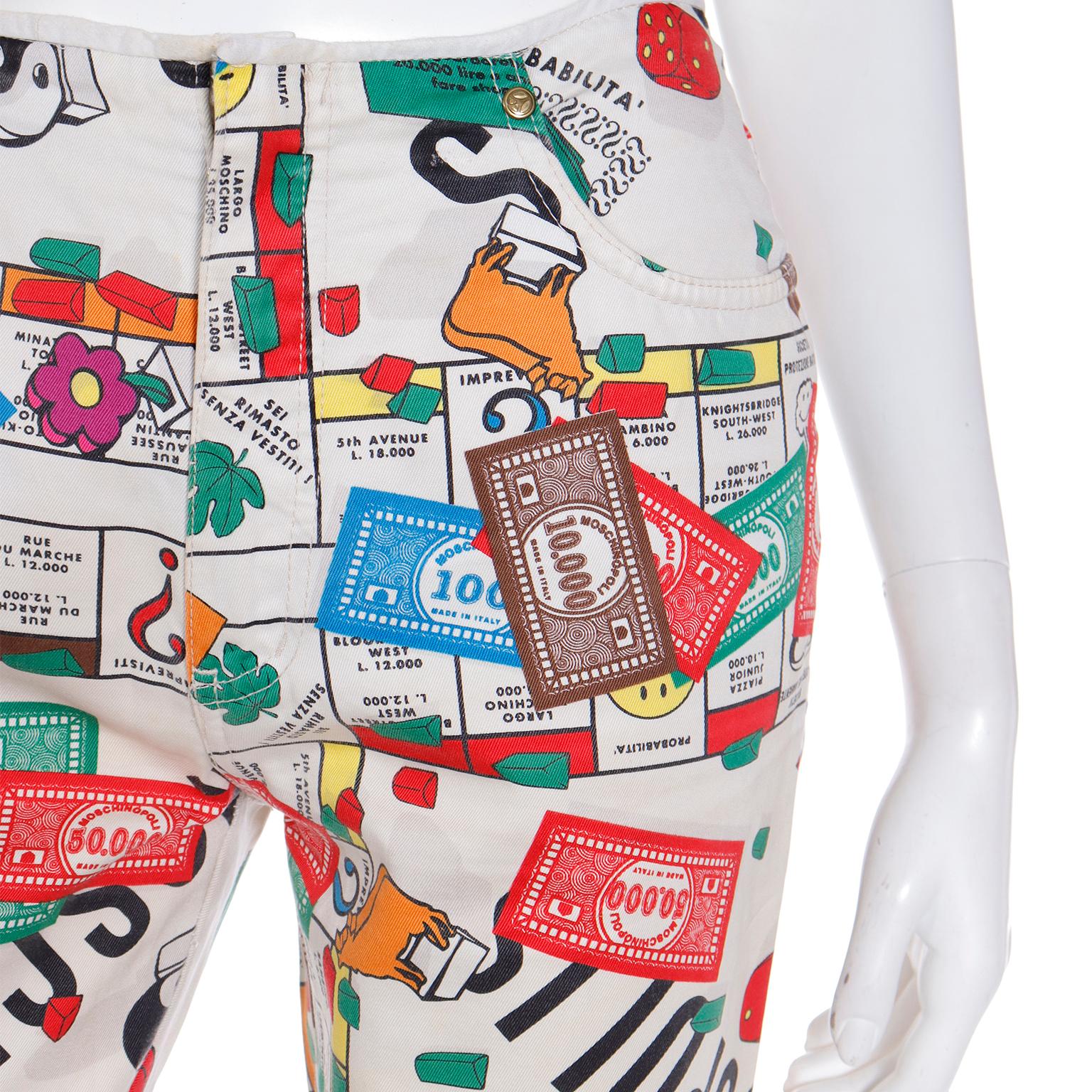 Moschino Jeans Monopoly Moschinopoly Print Vintage Jeans For Sale 3