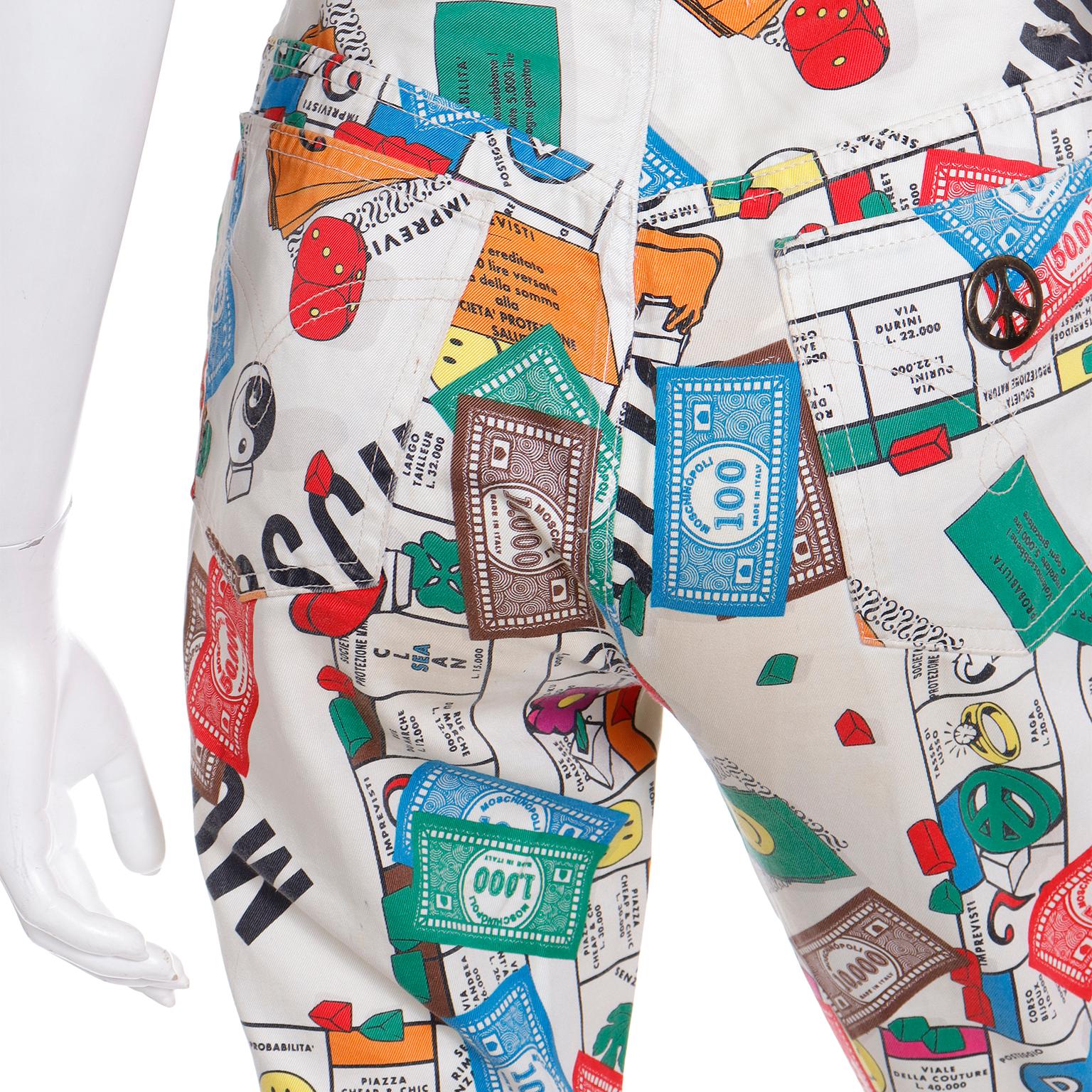 Moschino Jeans Monopoly Moschinopoly Print Vintage Jeans For Sale 4