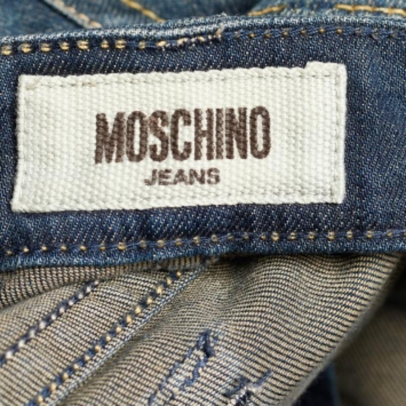 De las mujeres Moschino Jeans Vaqueros Bordados Bordados Azul Marino L en venta