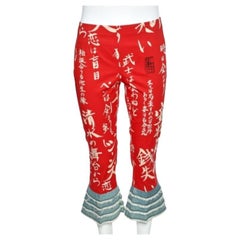 Moschino Jeans Red Cotton & Denim Trim Capri Pants M