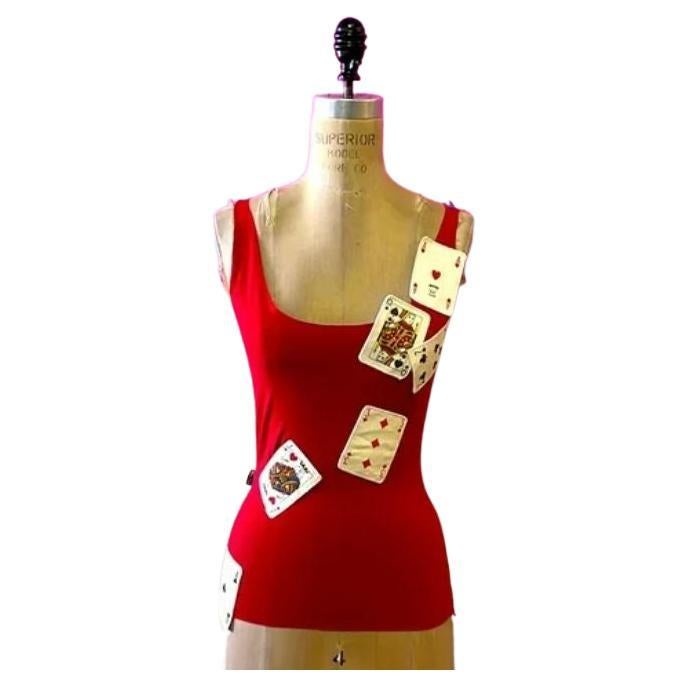 Moschino Jeans Red Lycra Deck of Cards Ace Tank Top