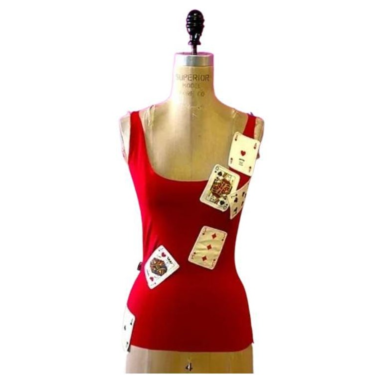 Moschino Jeans Red Lycra Deck of Cards Ace Tank Top For Sale at 1stDibs