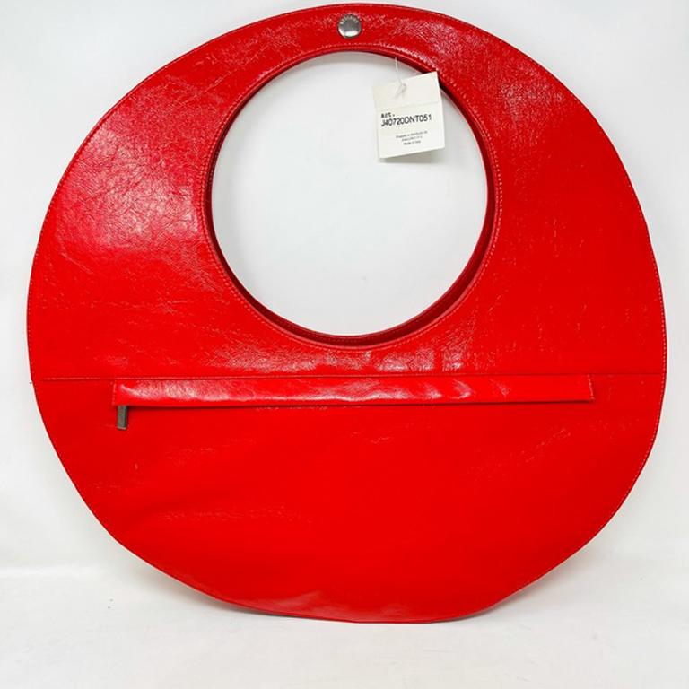 Moschino Jeans Red Patent Leather Circle Bag NWT 5