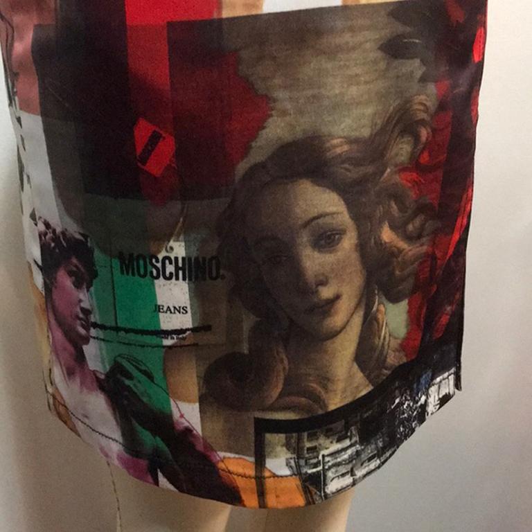 Moschino Jeans Rome Satin Mini Skirt In Good Condition For Sale In Los Angeles, CA
