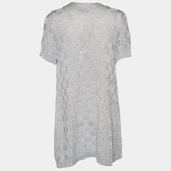 Moschino Jeans Silber Lurex-Strickjacke mit offener Vorderseite L