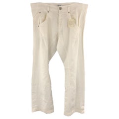 MOSCHINO JEANS Größe 32 x 31 Weiß Massivleinen Ungewöhnliche Hose