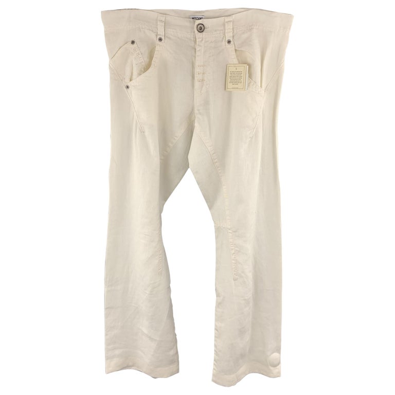 MOSCHINO JEANS Size 32 x 31 White Solid Linen Casual Pants For Sale at  1stDibs