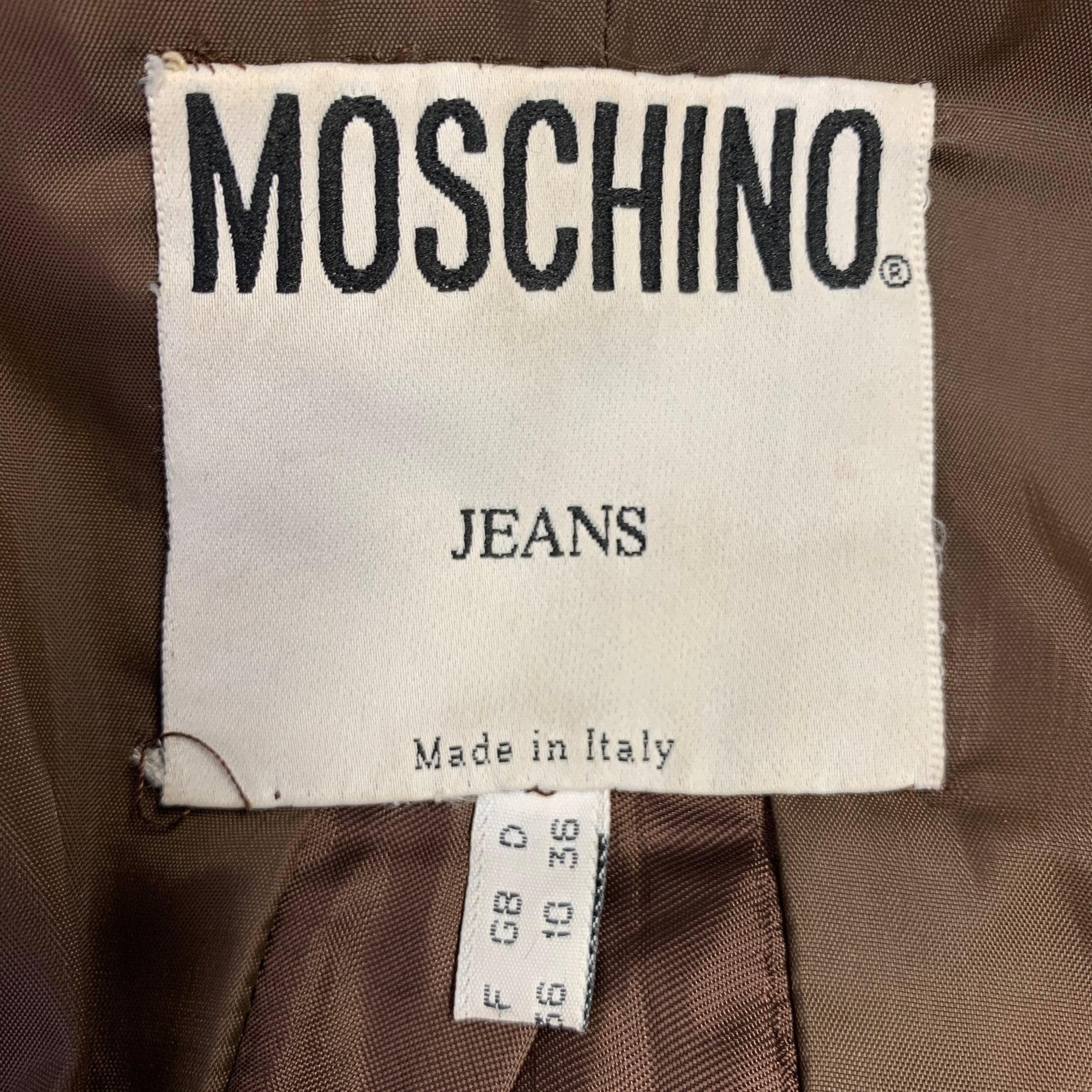 MOSCHINO JEANS Size 6 Brown Faux Leather Quilted Jacket For Sale 1