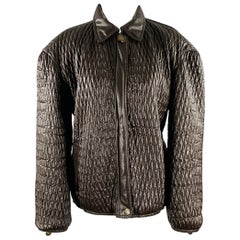 Moschino Jeans Taglia 6 Giacca trapuntata in ecopelle marrone