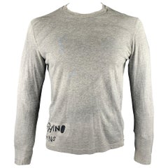 MOSCHINO JEANS Size L Grey Print Cotton Crew-Neck Long sleeve t-shirt