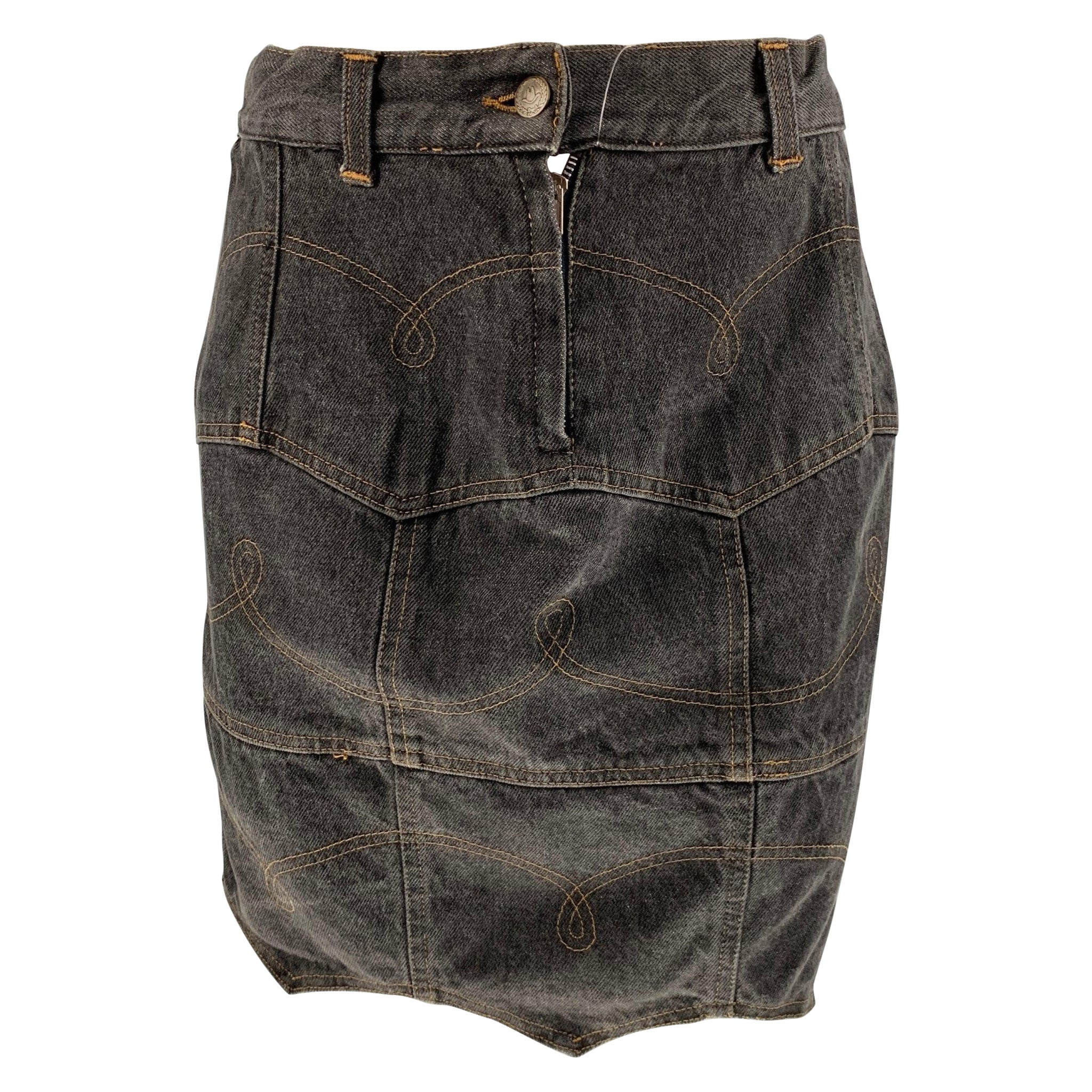 MOSCHINO JEANS Talla M Minifalda vaquera negra de punto en contraste