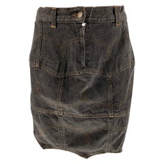 MOSCHINO JEANS Taille M Mini jupe en denim noir à points contrastés