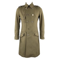 MOSCHINO JEANS Size M Olive Wool Double Breasted Epaulette Coat