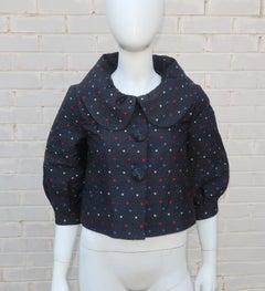 Moschino Jeans Taffeta Polka Dot Cropped Jacket