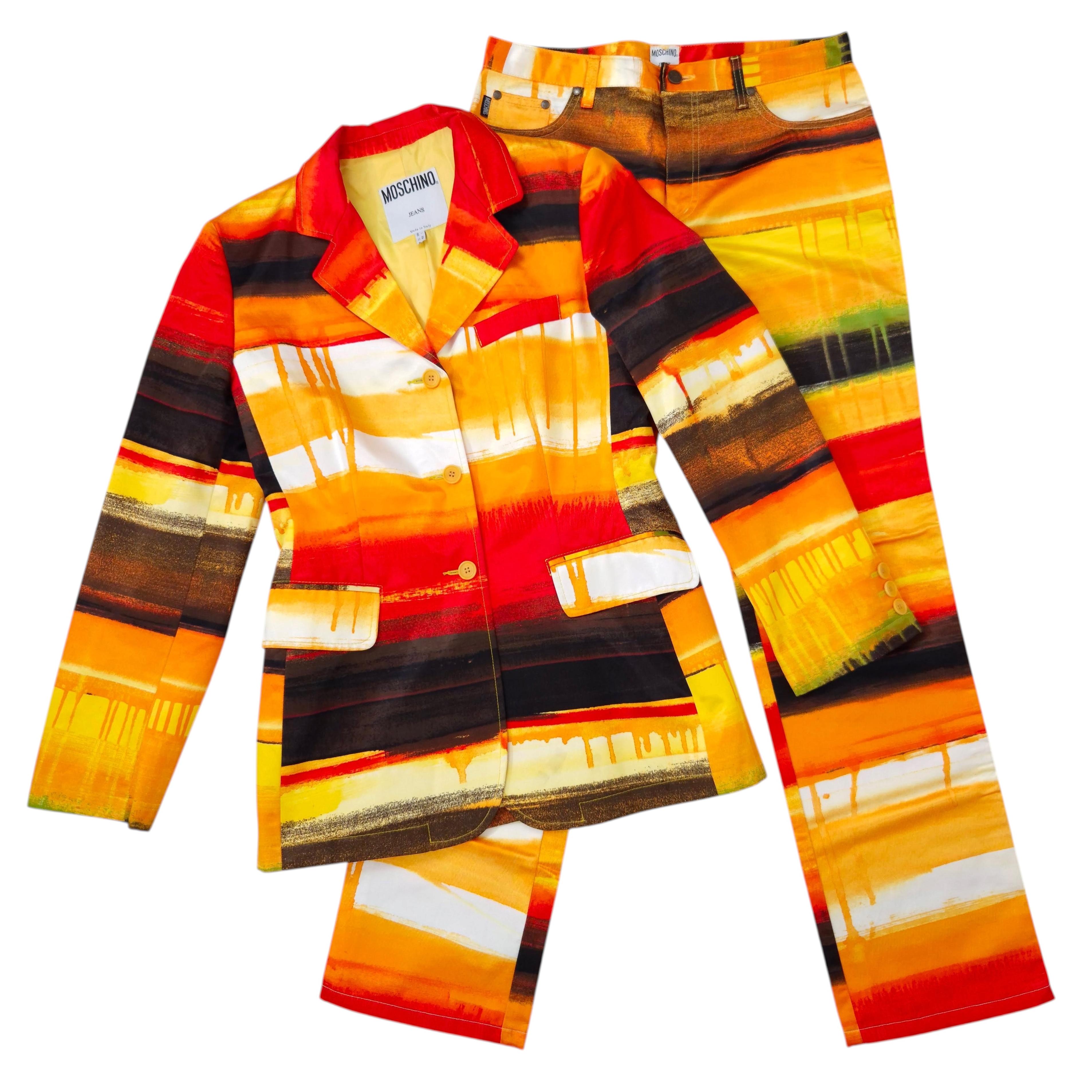 Tailleur-pantalon Moschino Jeans à effet peinture vintage des années 1990