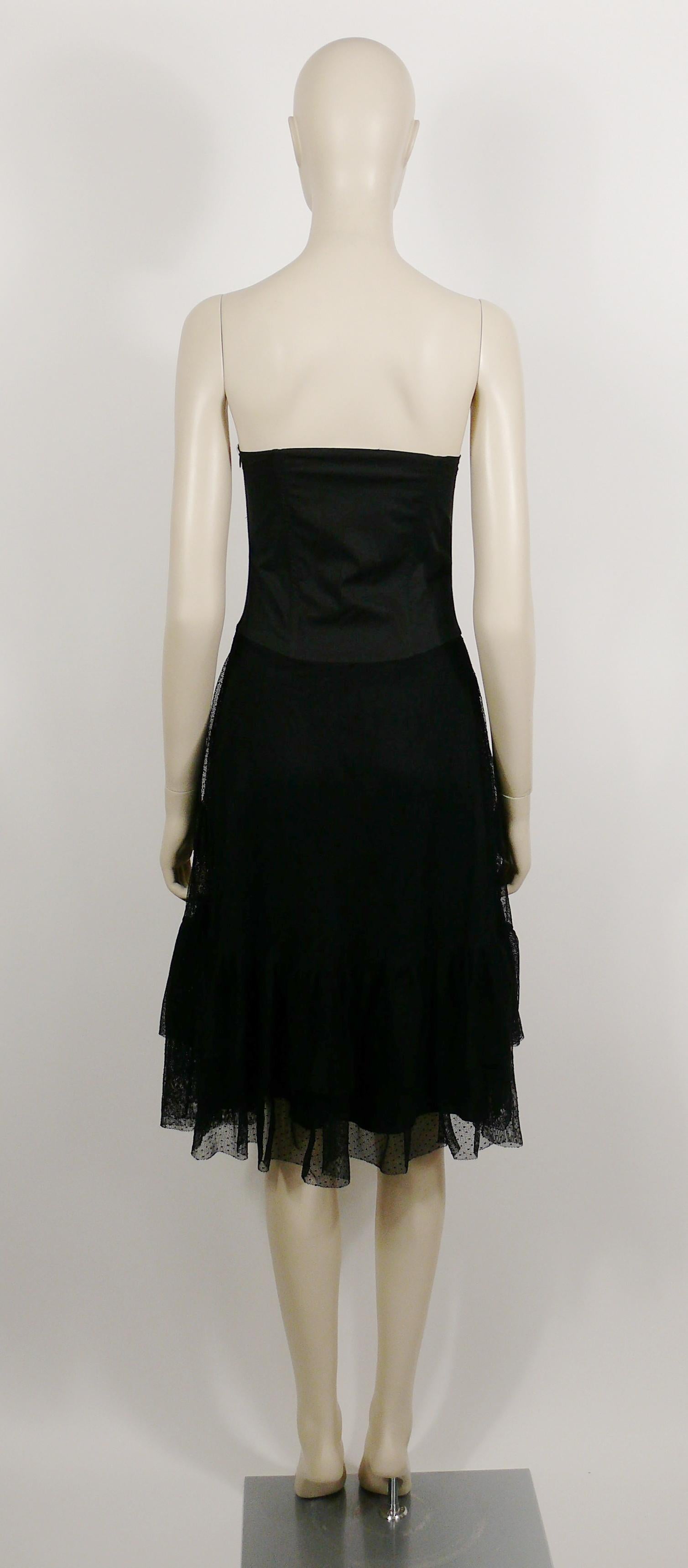 Moschino Jeans Vintage Country Rock Black Tulle Dress US Size 6 In Good Condition For Sale In Nice, FR
