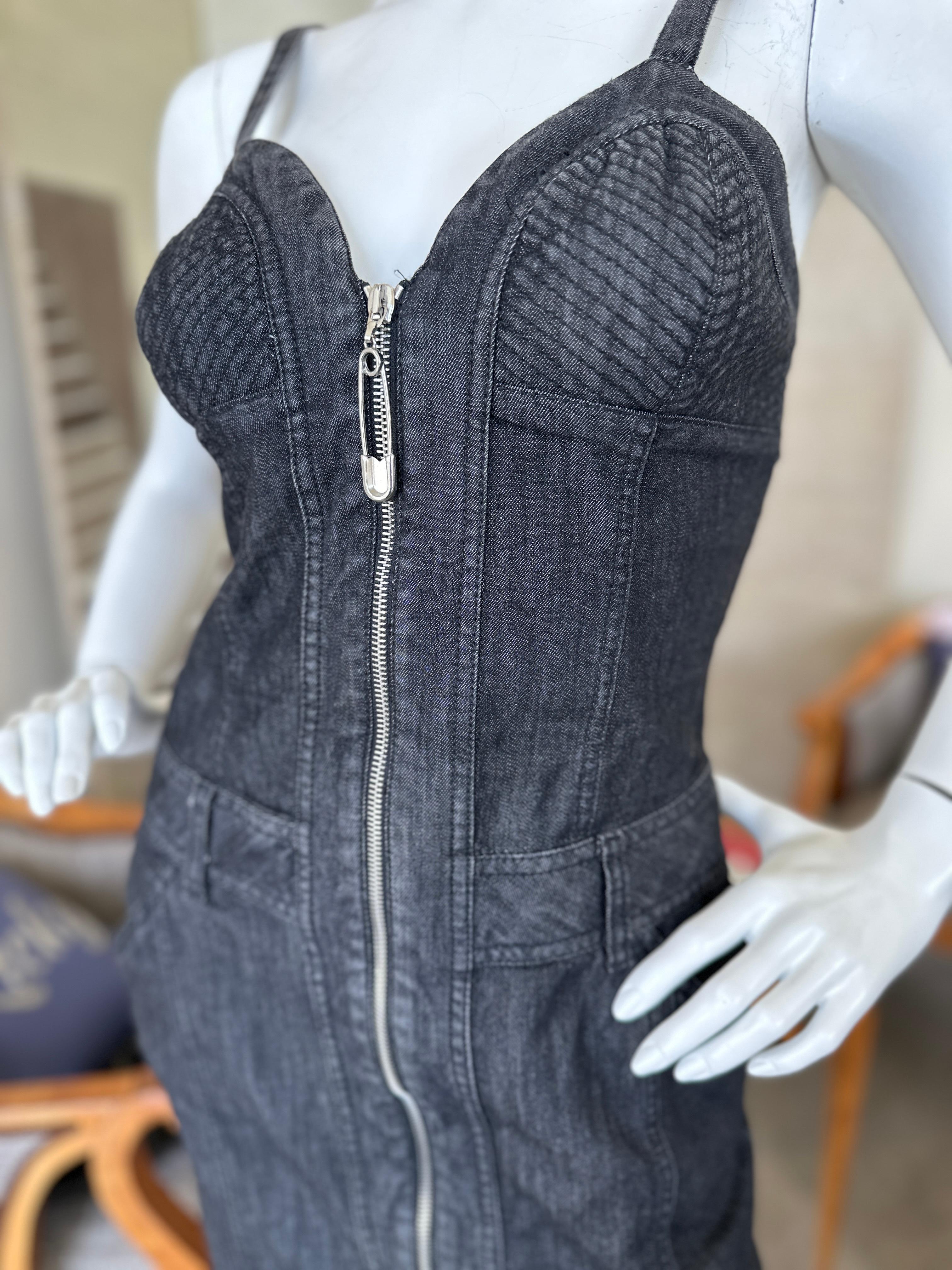Women's Moschino Jeans Vintage Denim Zip Front Dress For Sale