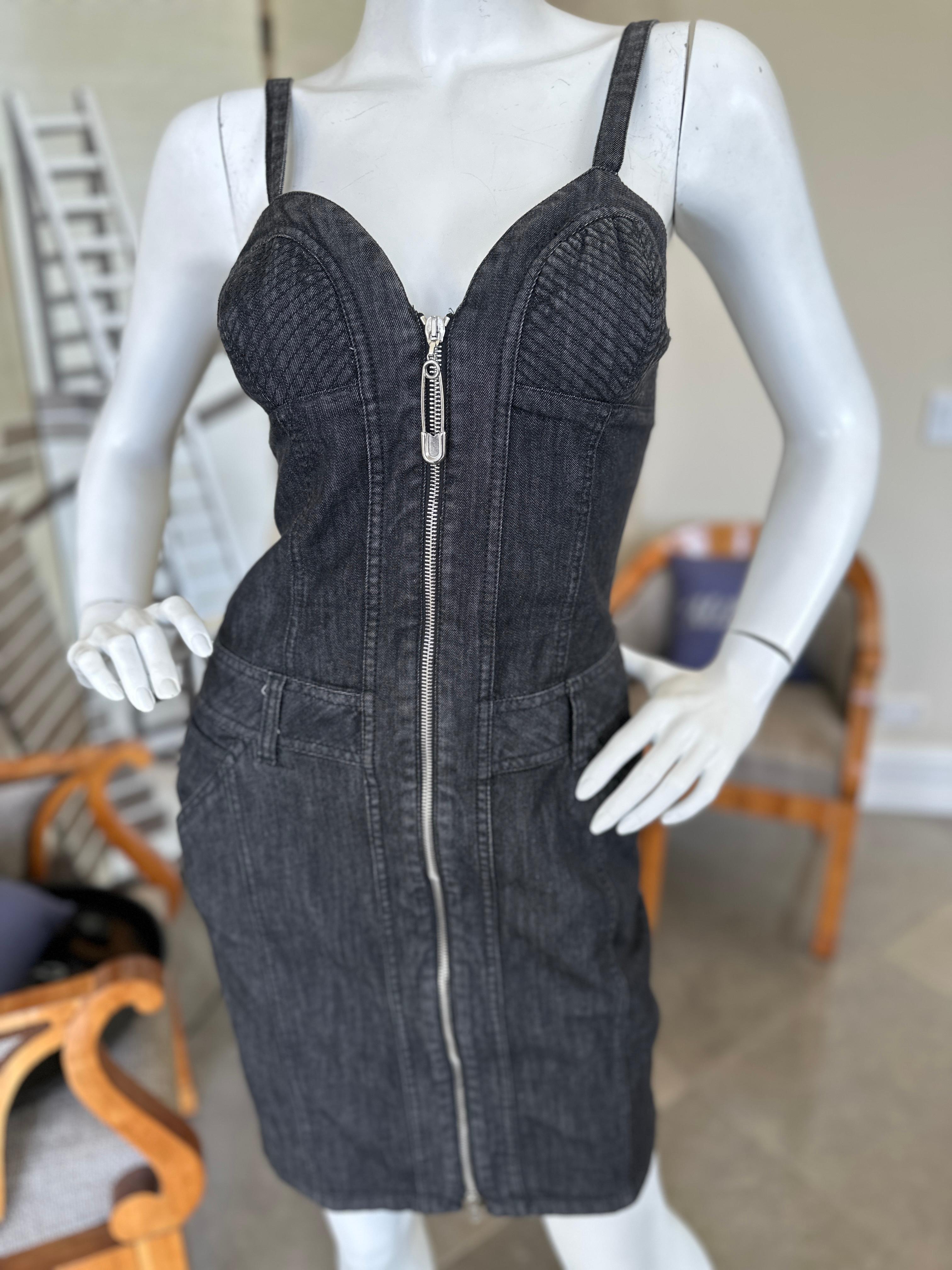 Moschino Jeans Vintage Denim Zip Front Dress For Sale 4