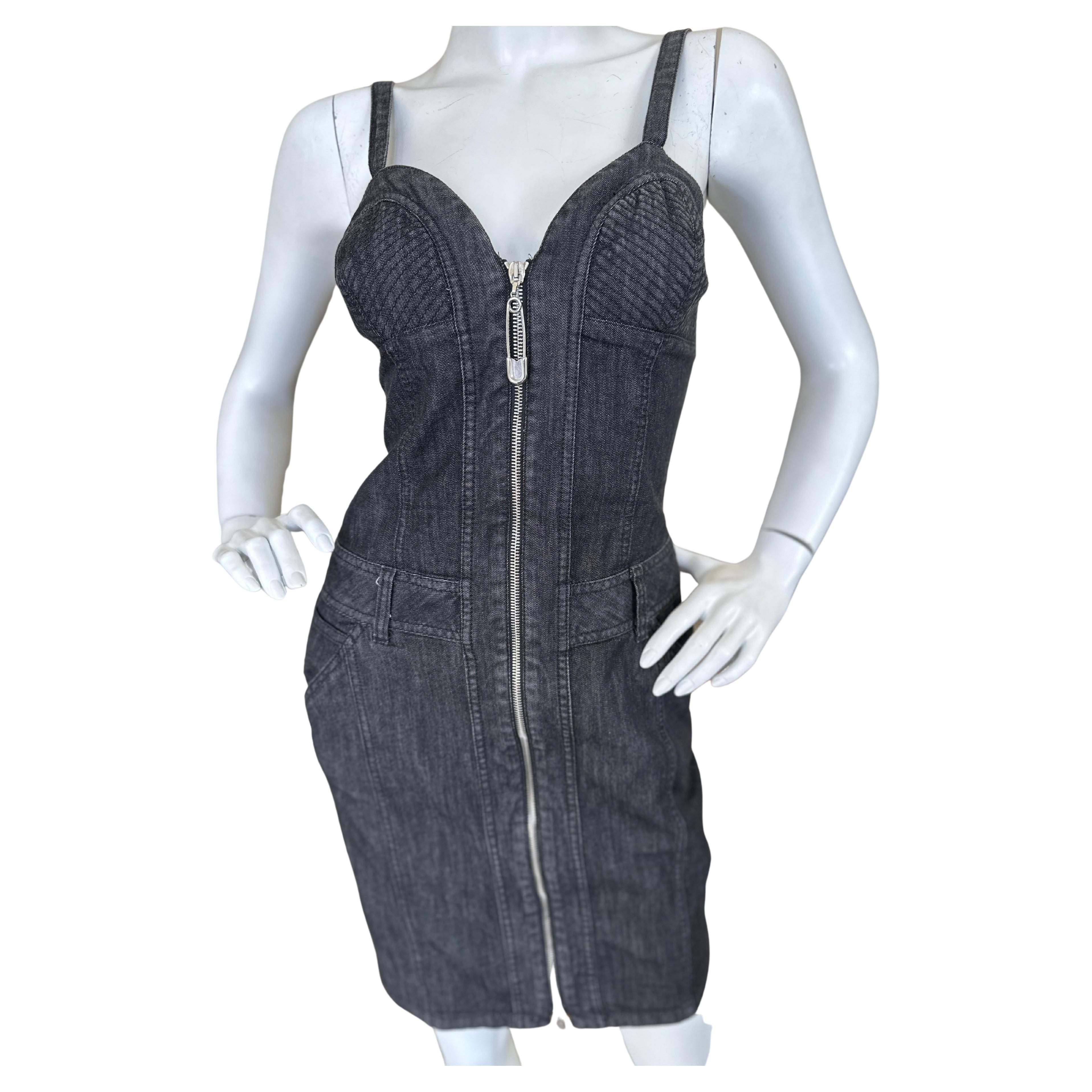 Moschino Jeans Vintage Denim Zip Front Dress For Sale