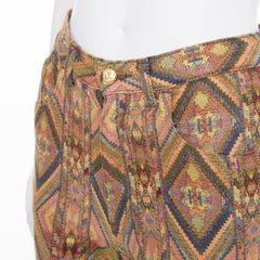 MOSCHINO Jeans vintage geometric metallic jacquard brocade cotton crop pants 28"