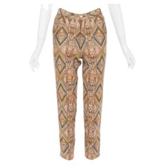 MOSCHINO Jeans vintage geometric metallic jacquard brocade cotton crop pants 28"