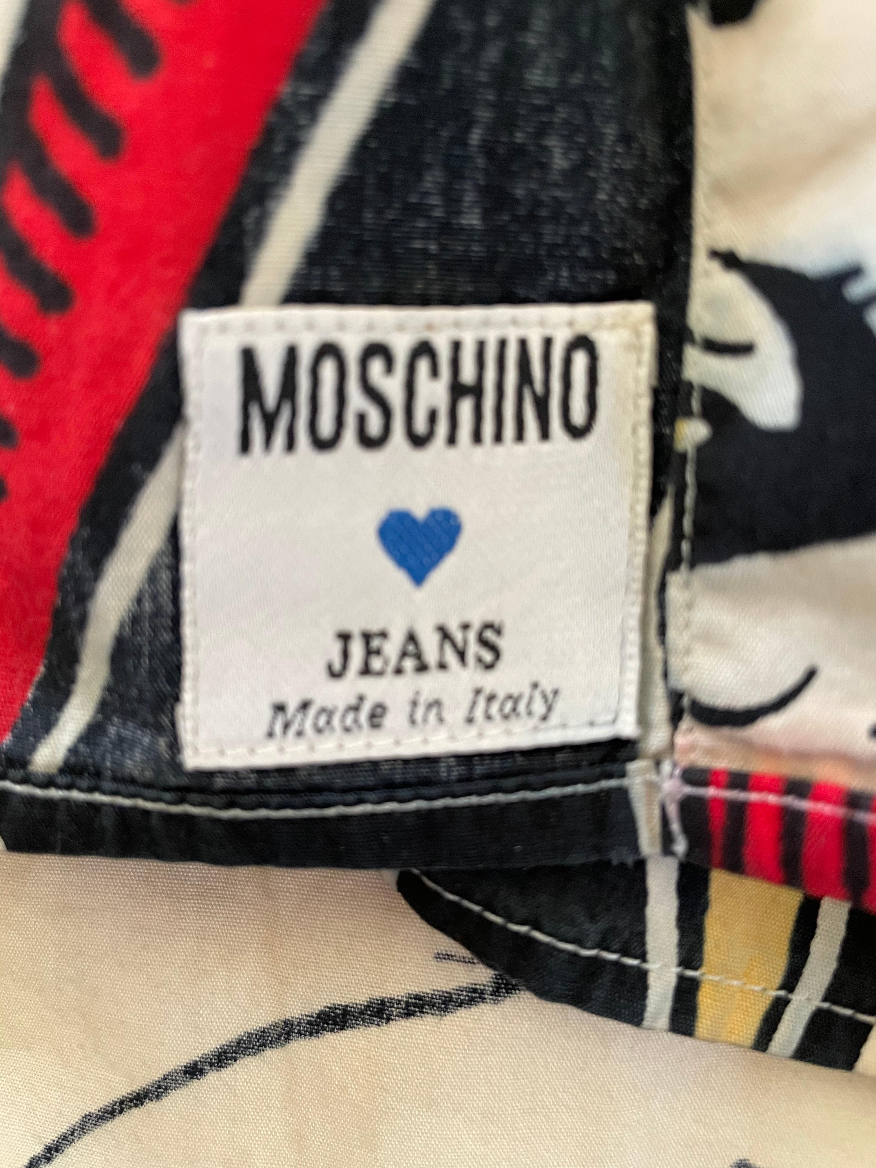 Moschino Jeans Vintage Graphic Playing Cards Cotton Button Down Men's Shirt XL For Sale 2