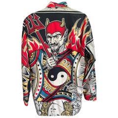 Moschino Jeans Vintage Graphic Playing Cards Cotton Button Down Men's Shirt XL